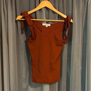 LOFT Fitted Bow Sleeve Ribbed Tank Top